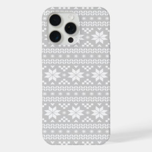 Grey Fair Isle Christmas Sweater Pattern iPhone Case