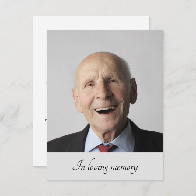 Grey Family Member Passing Announcement with Photo (Front/Back)