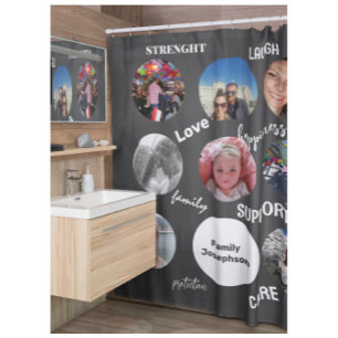 Grey Family Photos Shower Curtain