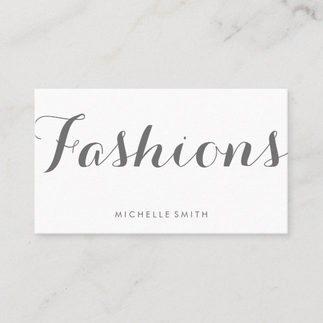 Grey Fancy Font Minimalist Business Card (Front)