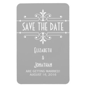 Grey Fancy Ornamental Save the Date Magnet