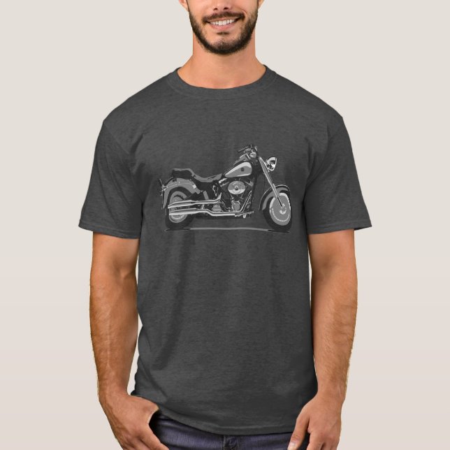 Grey Fatboy Motorcycle - Fameland Graphic T-Shirts (Front)