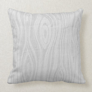 Grey Faux Bois Rustic Hand Drawn Wood Woodgrain Cushion