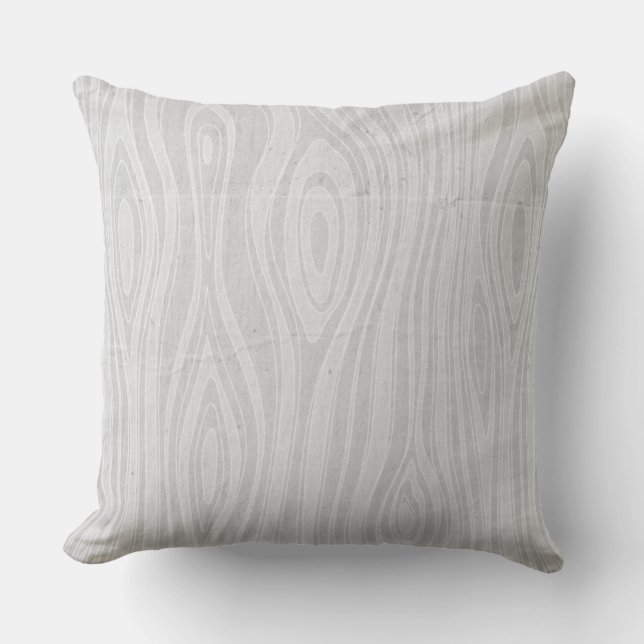 Grey Faux Bois Rustic Hand Drawn Wood Woodgrain Cushion (Front)