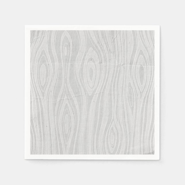 Grey Faux Bois Rustic Hand Drawn Wood Woodgrain Napkin (Front)