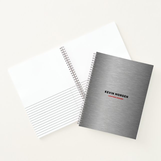 Grey faux brushed steel texture notebook (Inside)
