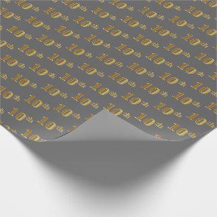Grey, Faux Gold 10th (Tenth) Event Wrapping Paper