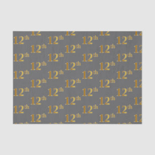Grey, Faux Gold 12th (Twelfth) Event Tissue Paper