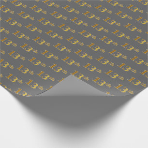 Grey, Faux Gold 13th (Thirteenth) Event Wrapping Paper