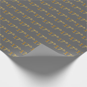 Grey, Faux Gold 17th (Seventeenth) Event Wrapping Paper
