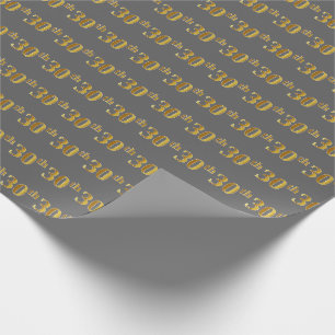 Grey, Faux Gold 30th (Thirtieth) Event Wrapping Paper