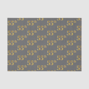 Grey, Faux Gold 55th (Fifty-Fifth) Event Tissue Paper