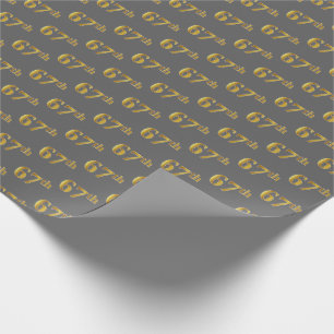 Grey, Faux Gold 67th (Sixty-Seventh) Event Wrapping Paper