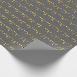 Grey, Faux Gold 71st (Seventy-First) Event Wrapping Paper