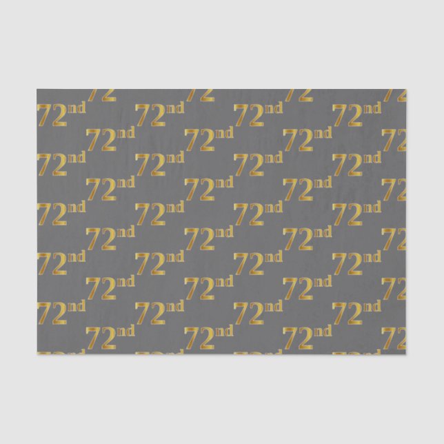 Grey, Faux Gold 72nd (Seventy-Second) Event Tissue Paper (Front)