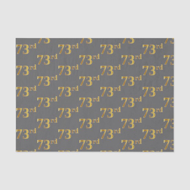 Grey, Faux Gold 73rd (Seventy-Third) Event Tissue Paper (Front)