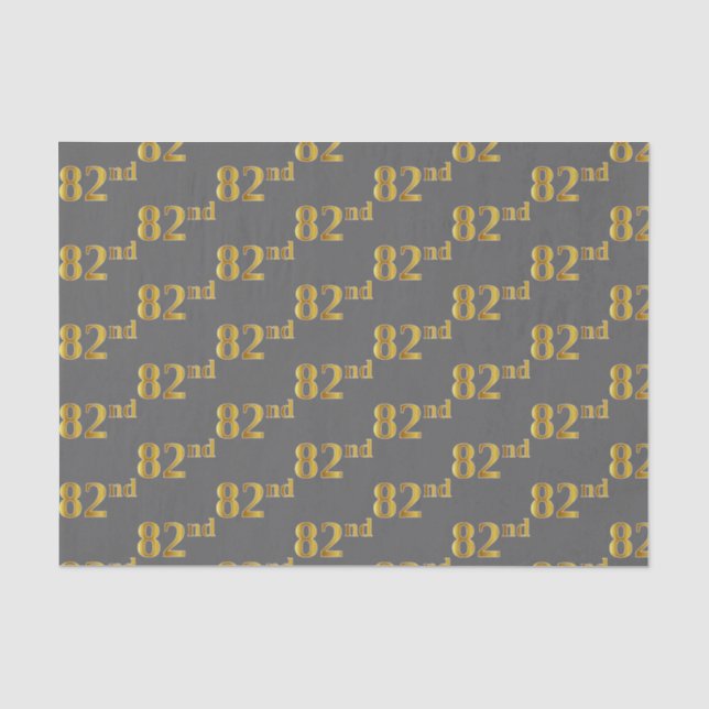 Grey, Faux Gold 82nd (Eighty-Second) Event Tissue Paper (Front)