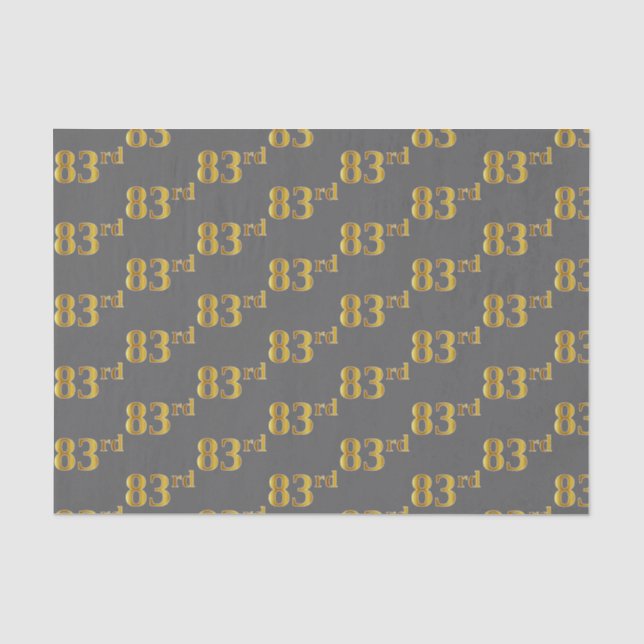 Grey, Faux Gold 83rd (Eighty-Third) Event Tissue Paper (Front)