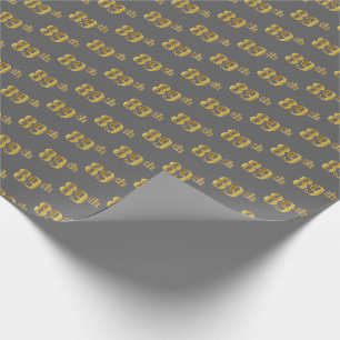 Grey, Faux Gold 89th (Eighty-Ninth) Event Wrapping Paper