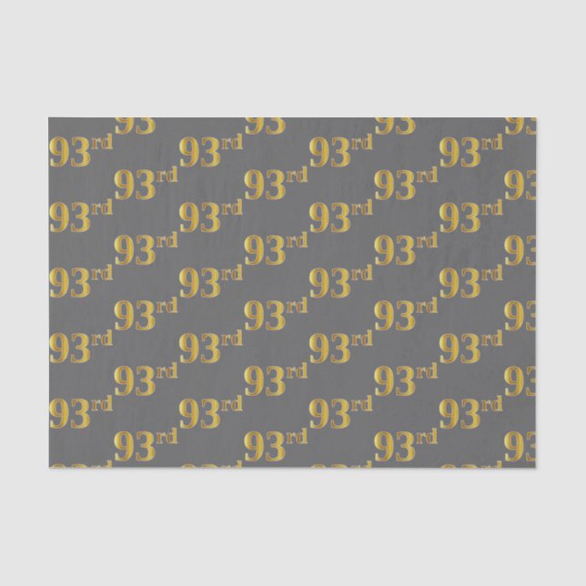Grey, Faux Gold 93rd (Ninety-Third) Event Tissue Paper (Front)
