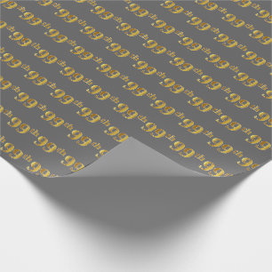 Grey, Faux Gold 99th (Ninety-Ninth) Event Wrapping Paper