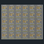Grey, Faux Gold "HAPPY 16th BIRTHDAY" Wrapping Paper<br><div class="desc">This wrapping paper design features a message like "HAPPY 16th BIRTHDAY",  with the "16th" having a faux/imitation gold appearance. It also features a customisable name,  and a grey (grey) coloured background. It could perhaps be used when wrapping gifts being given for somebody’s sixteenth birthday. [~Z0000187]</div>