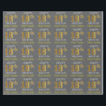 Grey, Faux Gold "HAPPY 18th BIRTHDAY" Wrapping Paper<br><div class="desc">This wrapping paper design features a message like "HAPPY 18th BIRTHDAY",  with the "18th" having a faux/imitation gold appearance. It also features a name that can be customised,  and a grey (grey) coloured background. It could perhaps be used when wrapping gifts being given for somebody’s eighteenth birthday. [~Z0000187]</div>