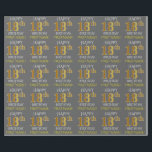 Grey, Faux Gold "HAPPY 18th BIRTHDAY" Wrapping Paper<br><div class="desc">This wrapping paper design features a message like "HAPPY 18th BIRTHDAY",  with the "18th" having a faux/imitation gold appearance. It also features a name that can be customised,  and a grey (grey) coloured background. It could perhaps be used when wrapping gifts being given for somebody’s eighteenth birthday. [~Z0000187]</div>