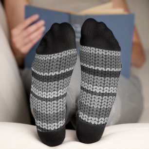 Grey faux knitted pattern socks