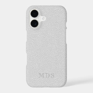 Grey Faux Leather Look Monogram iPhone Case