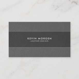 Grey Faux Leather Stripes Business Card
