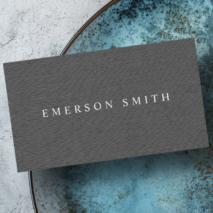 Grey faux linen minimalist professional business card