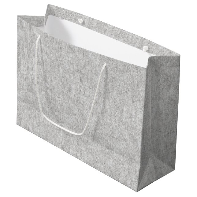 Grey Faux Linen Wedding Large Gift Bag (Front Angled)