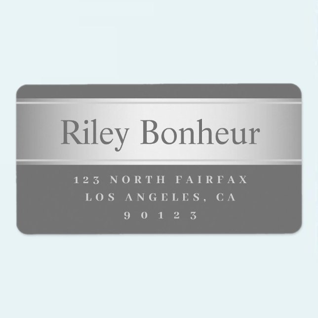 Grey & Faux Silver Look Return Address Labels (Creator Uploaded)
