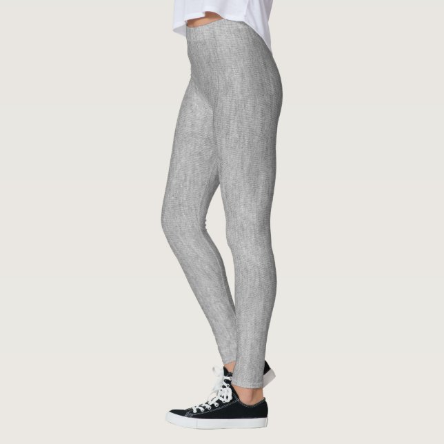 Grey Faux Textured Fabric Look Grey Leggings (Left)