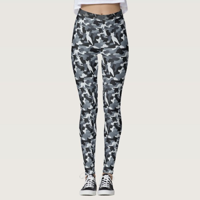 Grey Feline Camouflage (Pattern 1) Leggings (Front)