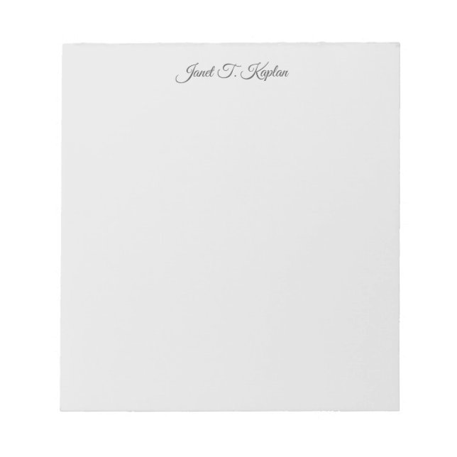 Grey Feminine Elegant Plain Professional Handwrite Notepad (Front)