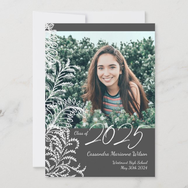 Grey Ferns Vintage Photo Graduation Announcement (Front)