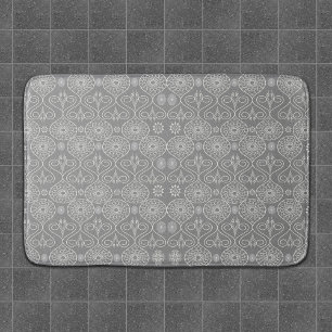 Grey fibrous textile octopus seeds patterned bath mat