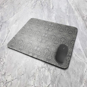 Grey fibrous textile octopus seeds patterned  mouse pad