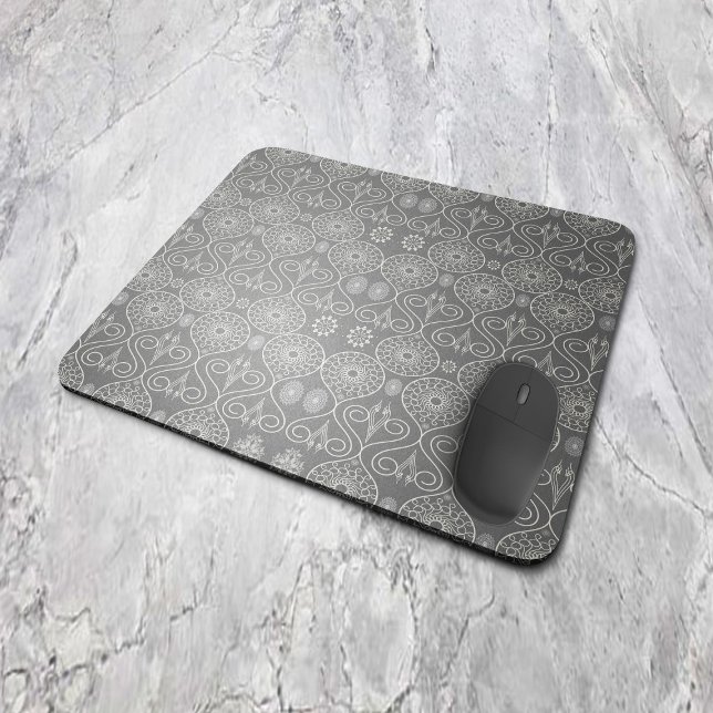 Grey fibrous textile octopus seeds patterned  mouse pad (Creator Uploaded)
