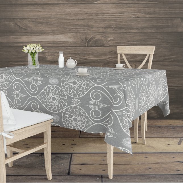 Grey fibrous textile octopus seeds patterned tablecloth (Creator Uploaded)