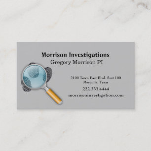 Grey Finger Prints Private Investigation  Business Card