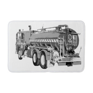Grey Fire Truck Oil Paint, Bath Mat