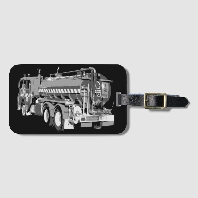 Grey Fire Truck Oil Painted, Luggage Tag (Front Horizontal)