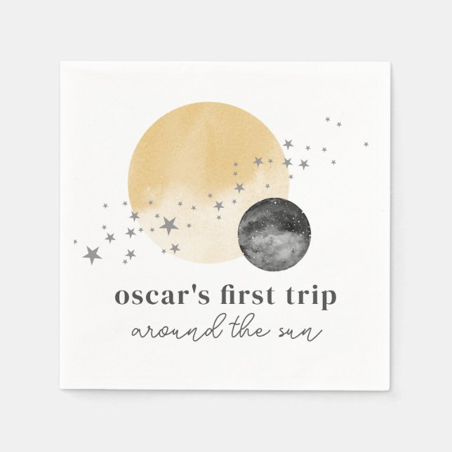 Grey First Trip Around The Sun Napkin (Front)