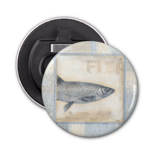 Grey Fish on Beige Background Bottle Opener