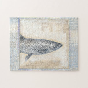 Grey Fish on Beige Background Jigsaw Puzzle