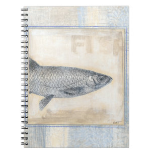 Grey Fish on Beige Background Notebook