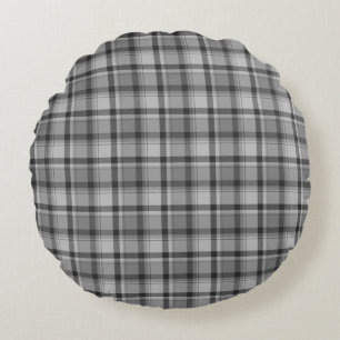 Grey Flannel Print, Round Throw Pillow (16")